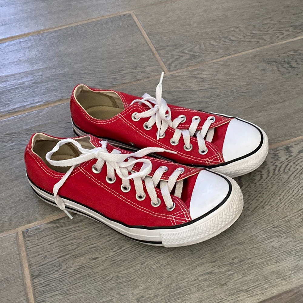Converse Red Canvas Sneakers with White Accents
